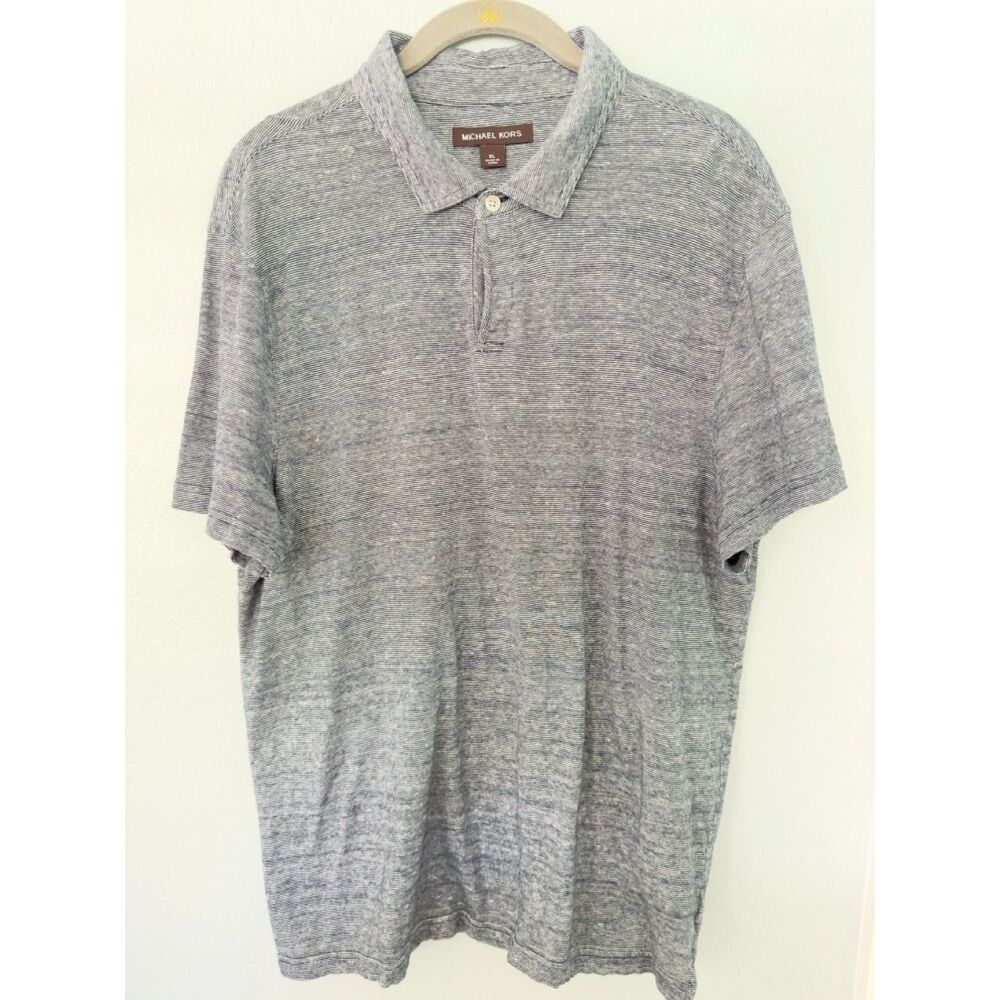 Michael Kors Polo Shirt Size XL Gray Short Sleeve Top Collared Mens Casual Shirt